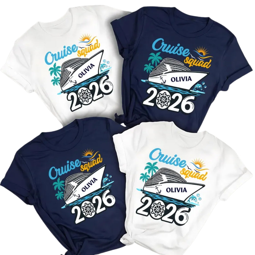 Custom Matching Family Cruise Squad Vacation T Shirts, Custom Cruise Family Vacation Shirts ET0071