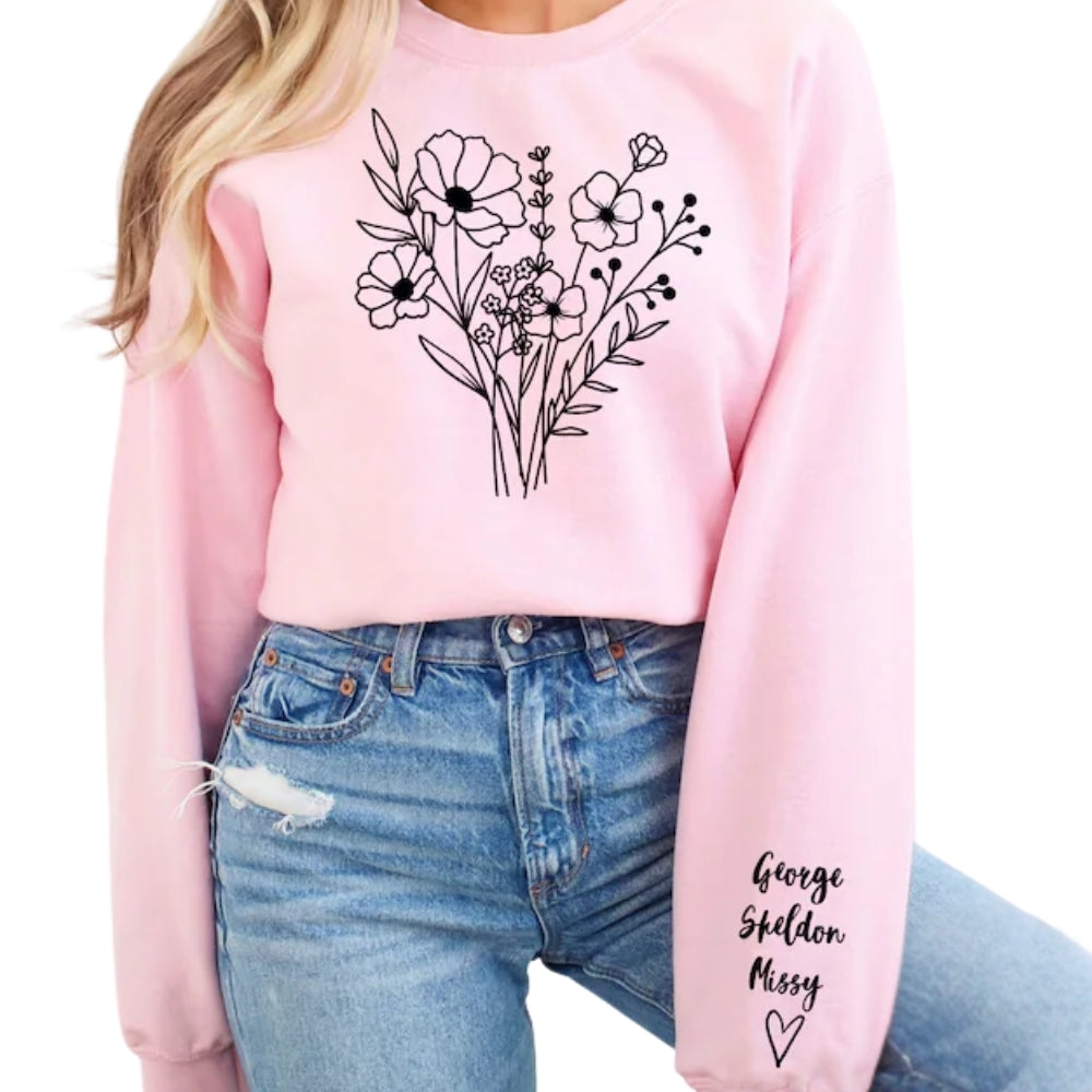 Custom Birth Month Flower Bouquet Sweatshirt,  Custom Wildflowers Sweatshirt For Grandma Mama Mother Day 2D0667