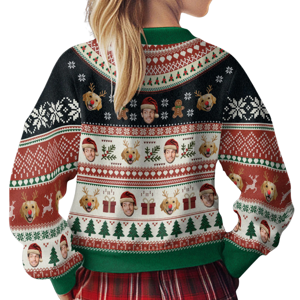 Custom Family Faces Christmas Ugly Sweater, Personalized Photo Ugly Christmas Sweatshirt 2D1297