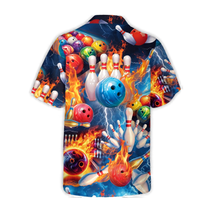 Flaming Bowling Hawaiian Shirt For Men And Women, Flame Bowling Hawaiian Shirts BE0213