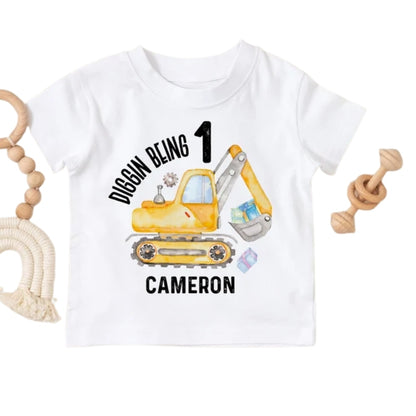 Deggin Being One Custom Construction Birthday Matching Family T Shirts, Custom Birthday Family Matching Shirt ET0779