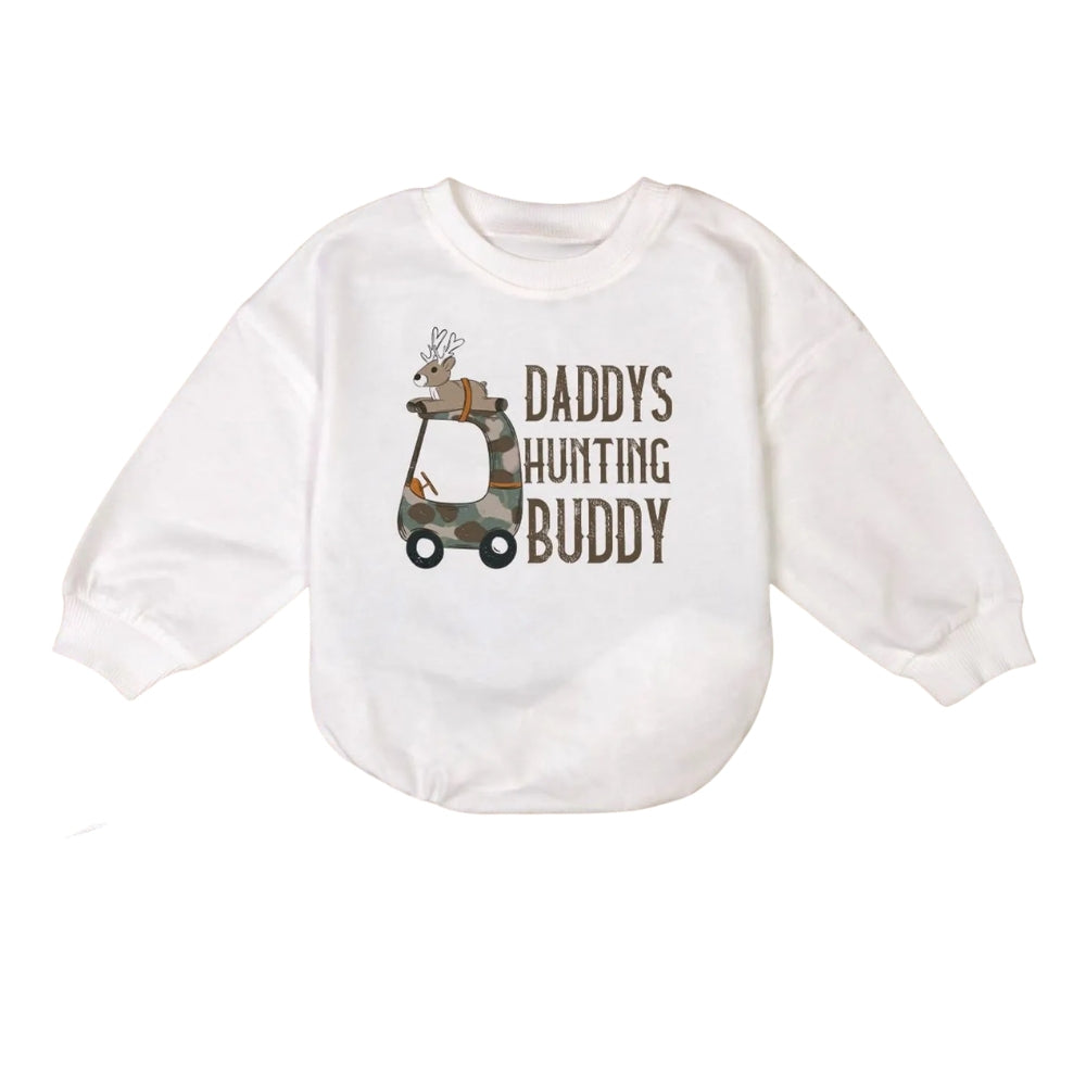 Daddy's Hunting Buddy Baby Romper Sweatshirt, Deer Hunting Baby Romper Sweatshirt BB0212