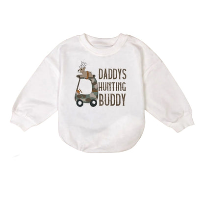 Daddy's Hunting Buddy Baby Romper Sweatshirt, Deer Hunting Baby Romper Sweatshirt BB0212