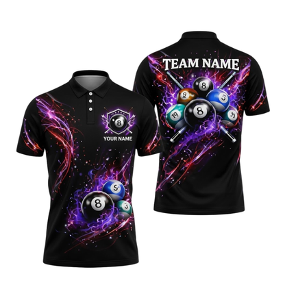 Custom Team Neon Green Energy Billiard Polo Shirt For Men, Custom Team Billiard Shirt BIZ0334