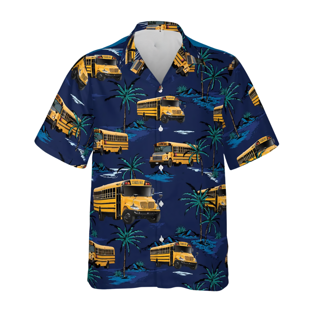 Tropical School Bus Hawaiian Shirt Men Women, School Bus Hawaiian Shirt For Driver Team HE0265