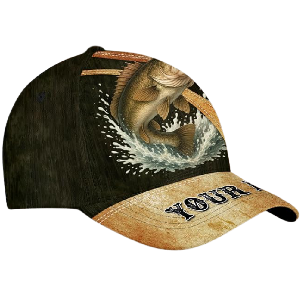 Custom Walleye Fishing 3D Baseball Cap, Custom Freshwater Fish Caps Hats CP0532