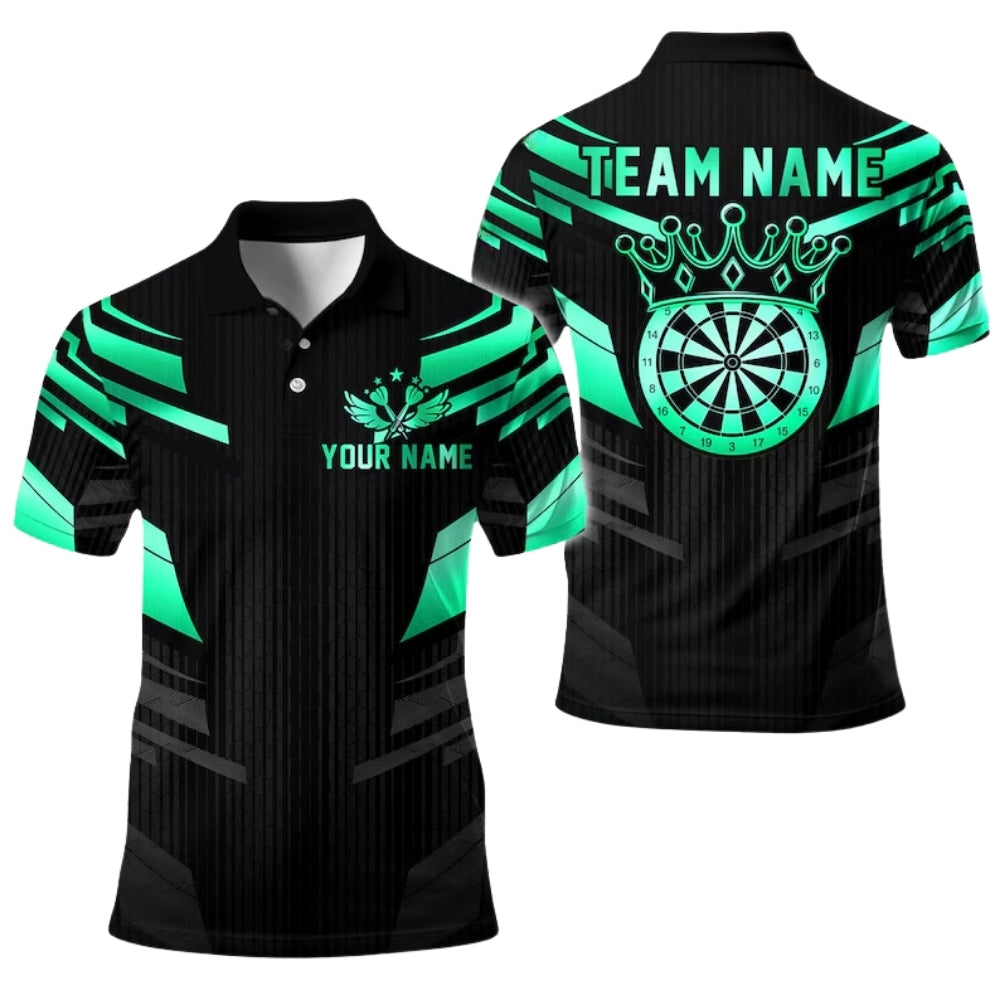 Custom Team Black Gold Darts Polo Shirts For Men, Custom Darts Shirts DE0097