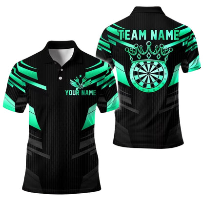 Custom Team Black Gold Darts Polo Shirts For Men, Custom Darts Shirts DE0097