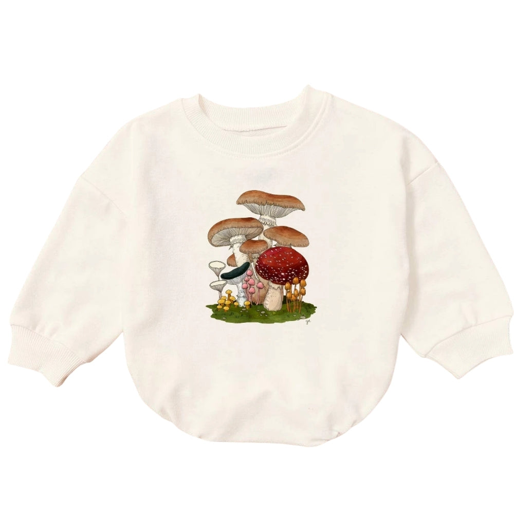 Mushroom Baby Romper Sweater, Mushroom Lover Baby Romper Sweatshirt BB0213