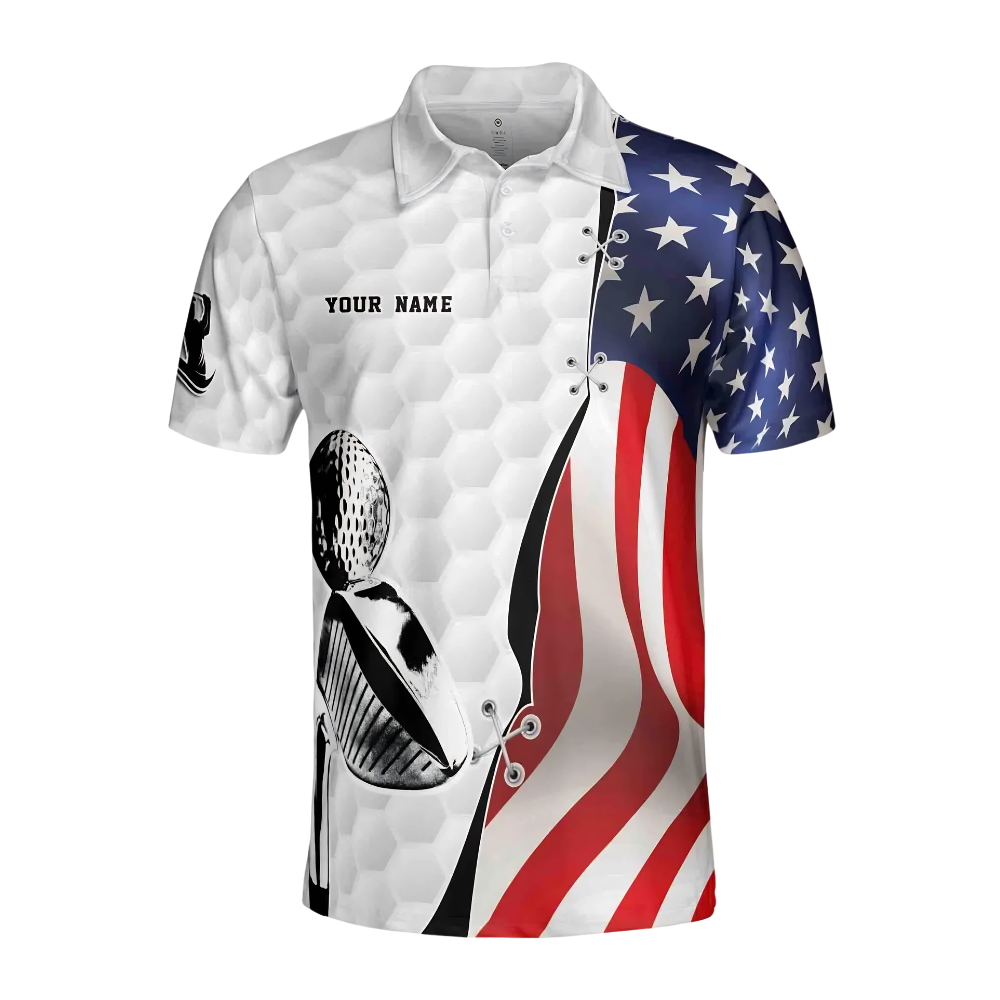 Custom American Flag Golf Polo Shirt Mens, Custom Patriotic Golf Team Shirts For 4th Of July GE0454