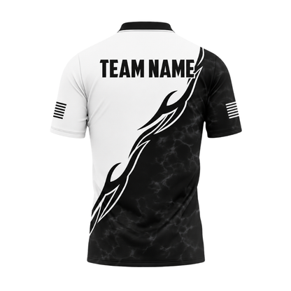 Custom Team Black And White Billiard Polo Shirt Men, Custom Billiard Shirts BIZ0314