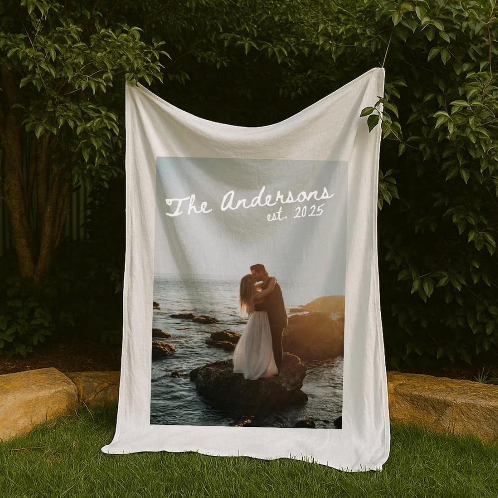 Custom Photo Wedding Fabric Welcome Banner, Custom Wedding Day Welcome Sign White Photo WD0494