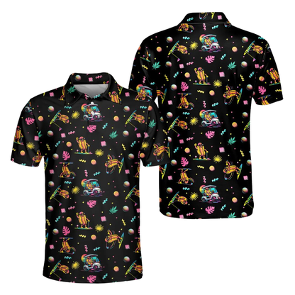 Funny Hotdog Neon Golf Men Polo Shirt, Hotdog Golf Shirts GE0429