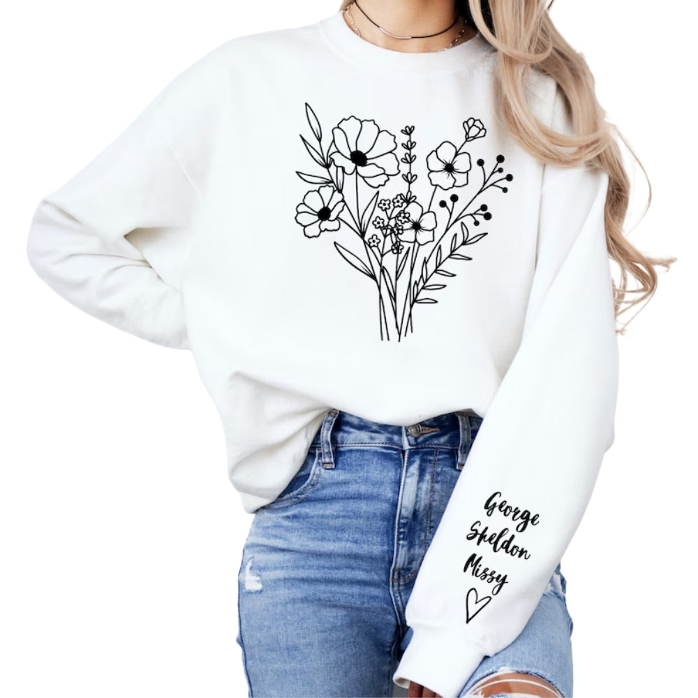 Custom Birth Month Flower Bouquet Sweatshirt,  Custom Wildflowers Sweatshirt For Grandma Mama Mother Day 2D0667
