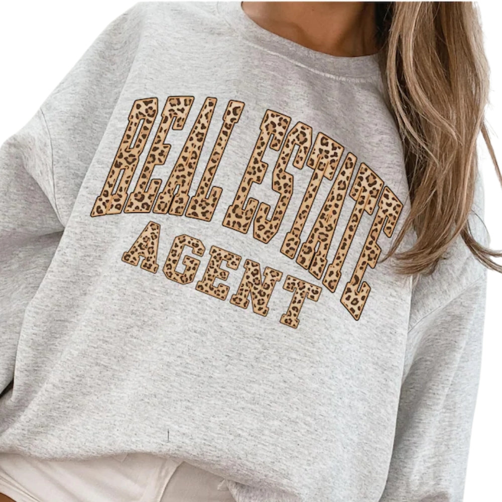 Real Estate Agent Leopard Sweatshirt, Realtor Sweatshirt 2D0780