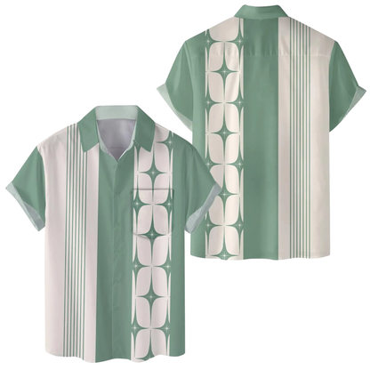Geometric Retro Pocket Hawaiian Shirt For Men, Retro Hawaiian Shirts HE0536