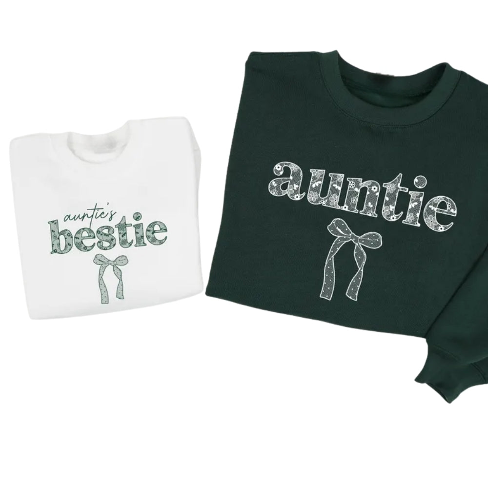 Coquette Auntie and Auntie's Bestie Sweatshirt, Matching Aunt Niece Sweatshirt 2D0545
