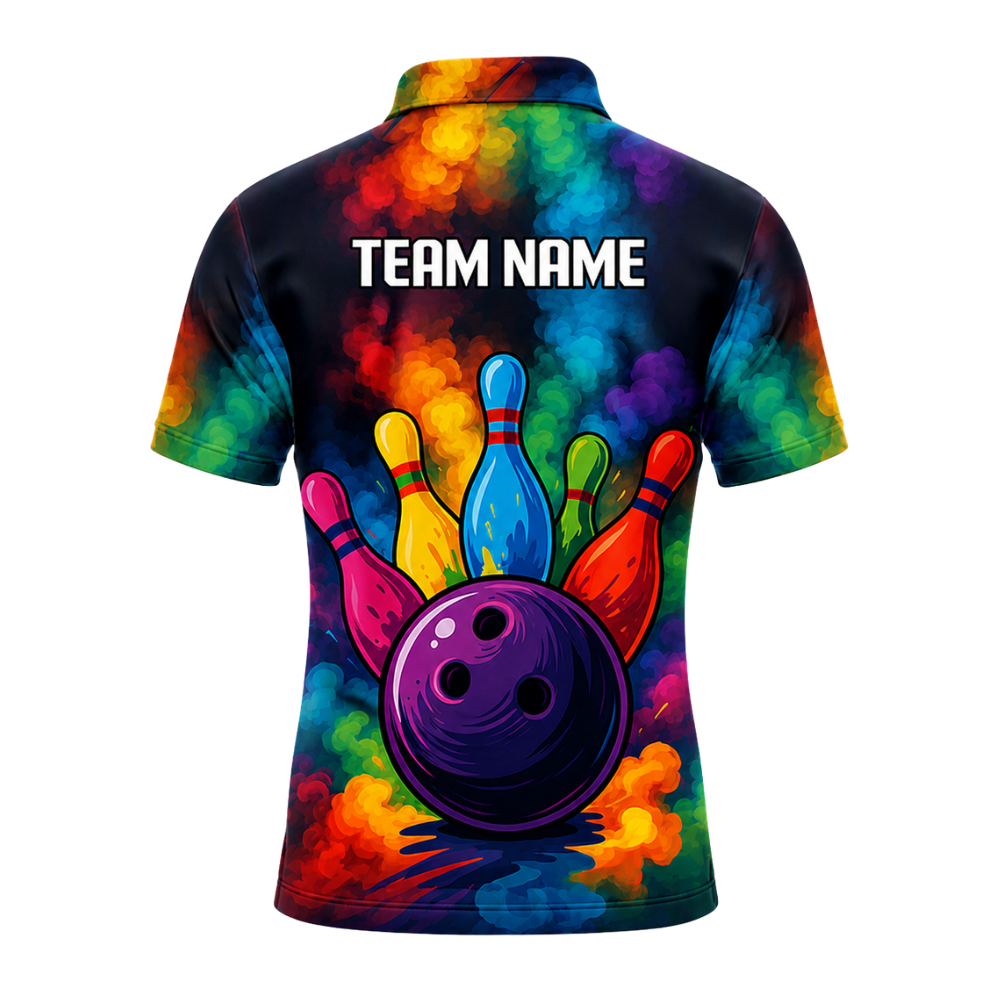 Custom Colorful Smoke Bowling Polo Shirt For Men, Custom Team Bowling Shirts BZ0448