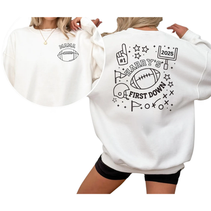 Happy's First Down Custom Football Birthday Family Sweatshirt, Custom 1st Birthday Football Family Sweatshirts ET1548