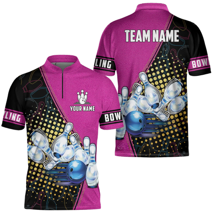 Custom Team Cyan Black Bowling Jersey For Men, Custom Bowling Shirts BZ0636
