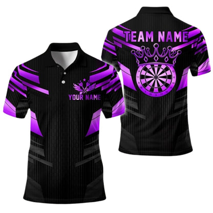 Custom Team Black Gold Darts Polo Shirts For Men, Custom Darts Shirts DE0097