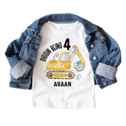Deggin Being One Custom Construction Birthday Matching Family T Shirts, Custom Birthday Family Matching Shirt ET0779
