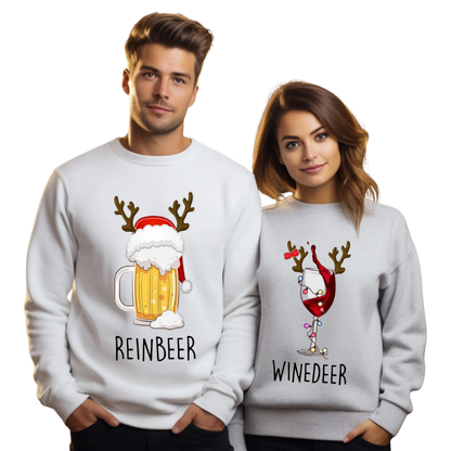 Winder And Reindeer Matching Sweatshirt For His And Her, Couple Christmas Sweatshirts ET1348