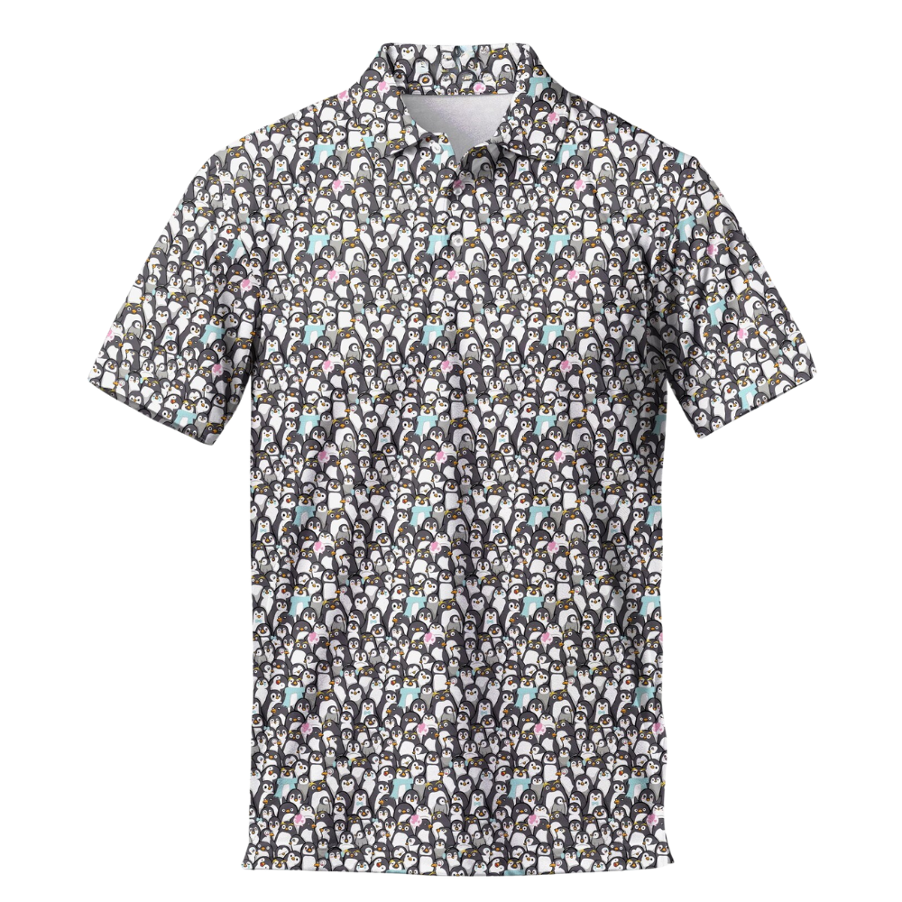 Penguin Pattern Golf Polo Shirt For Men, Penguin Lover Golf Shirts GE0430