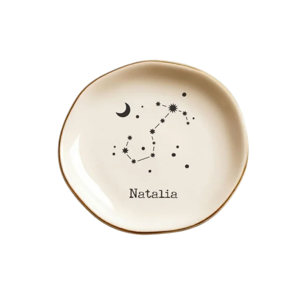 Personalized Zodiac Wedding Ring Dish For Bridesmaid, Custom Astrology Jewelry Dish WD0495