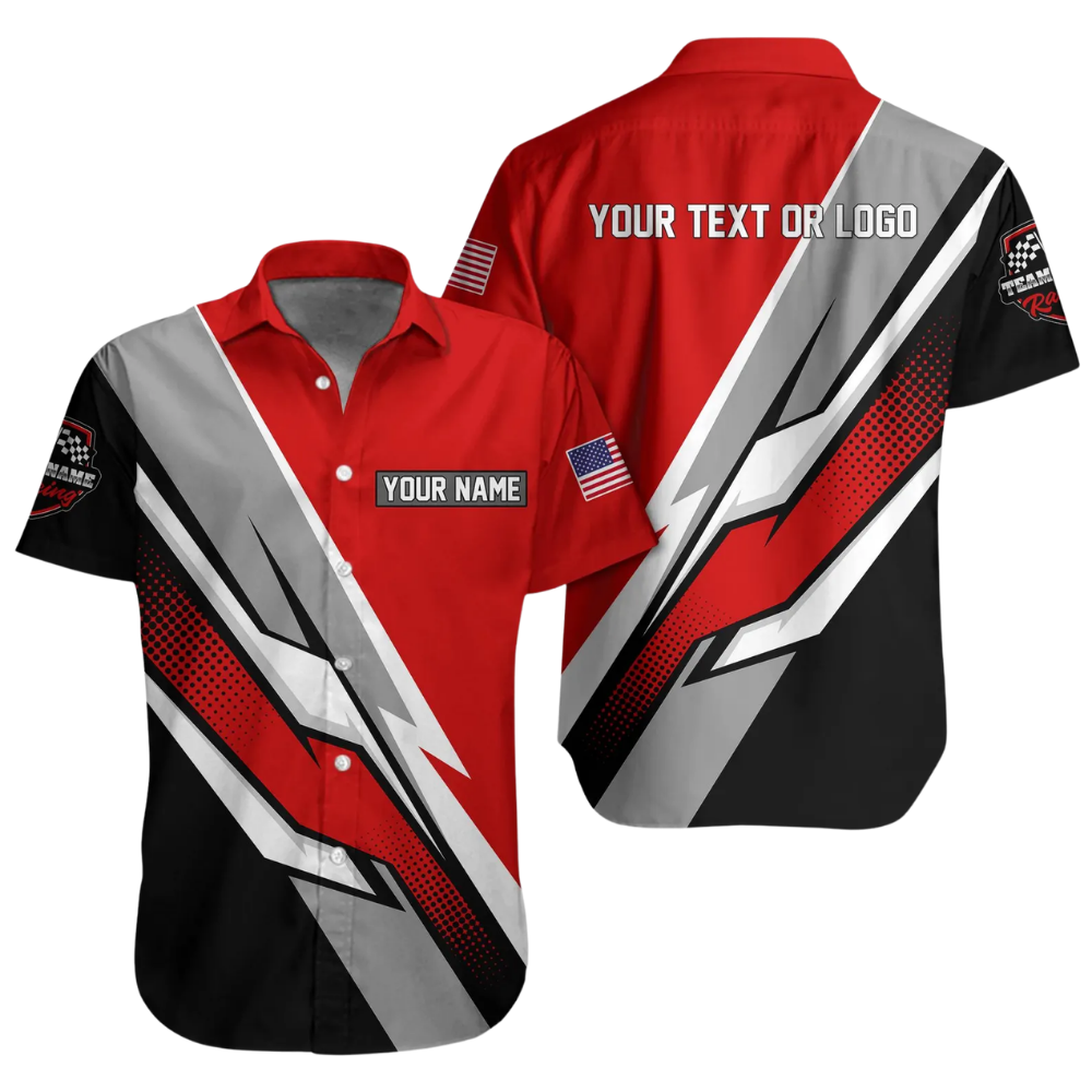 Personalized Racing Team Mens Hawaiian Shirt, Custom Racing Mechanic Shirts HE0681