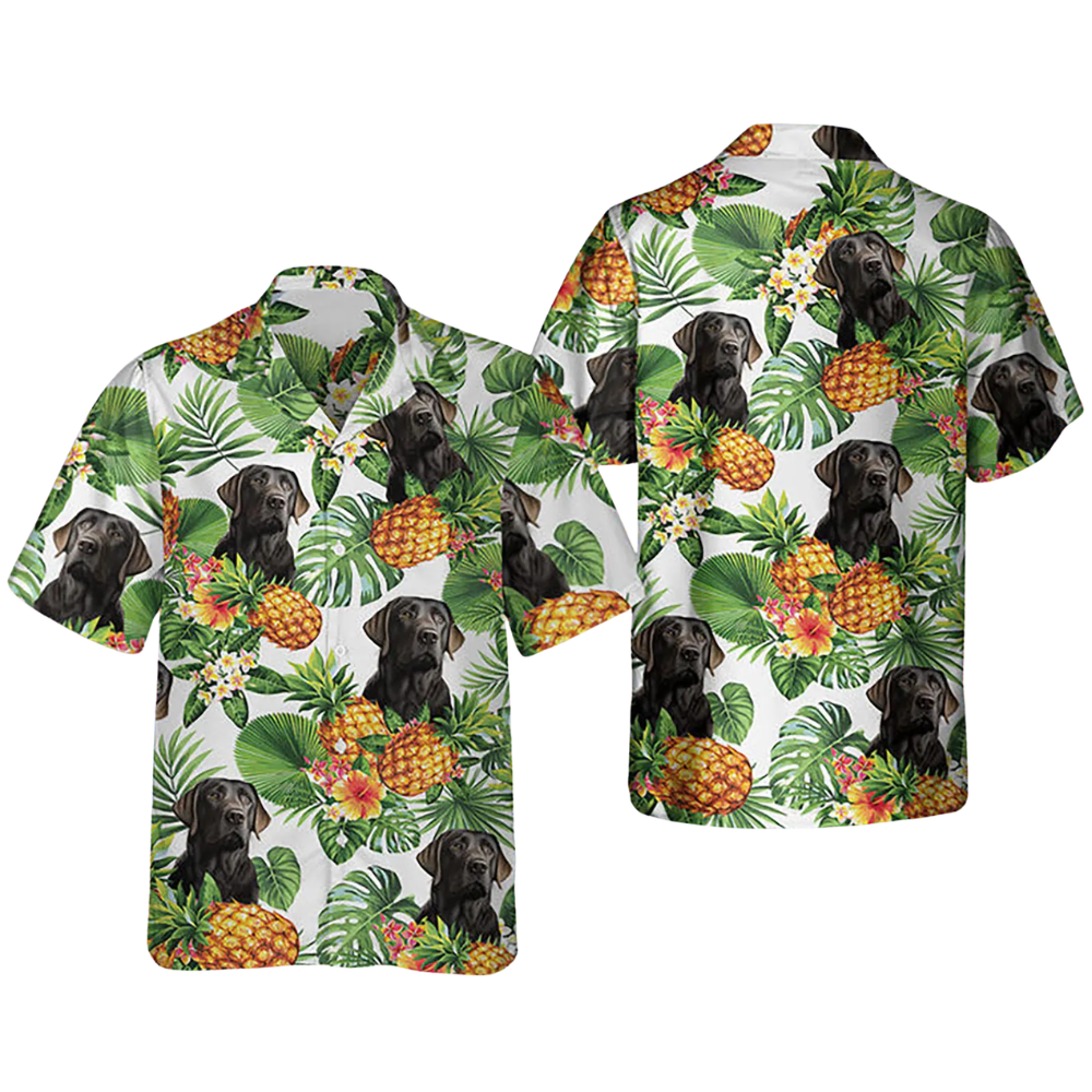 Black Lab Labrador Pineapple Hawaiian Shirt For Men Women, Tropical Labrador Hawaiian Shirt HE0272