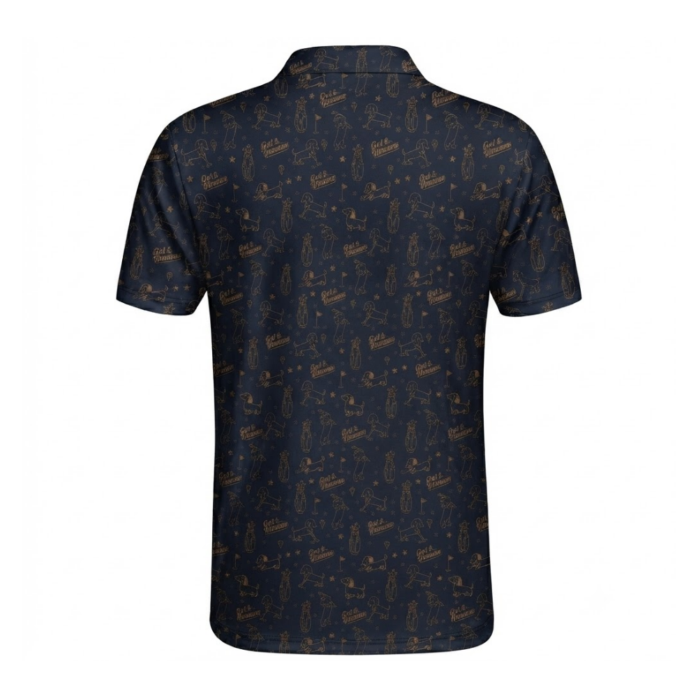 Dachshund Golf Mens Polo Shirt Navy, Dachshund Dog Golf Shirt GZ0393