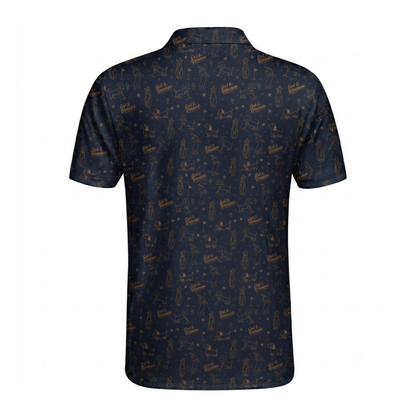 Dachshund Golf Mens Polo Shirt Navy, Dachshund Dog Golf Shirt GZ0393