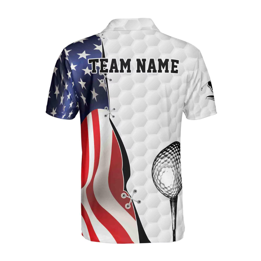 Custom American Flag Golf Polo Shirt Mens, Custom Patriotic Golf Team Shirts For 4th Of July GE0454