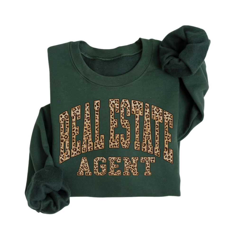 Real Estate Agent Leopard Sweatshirt, Realtor Sweatshirt 2D0780