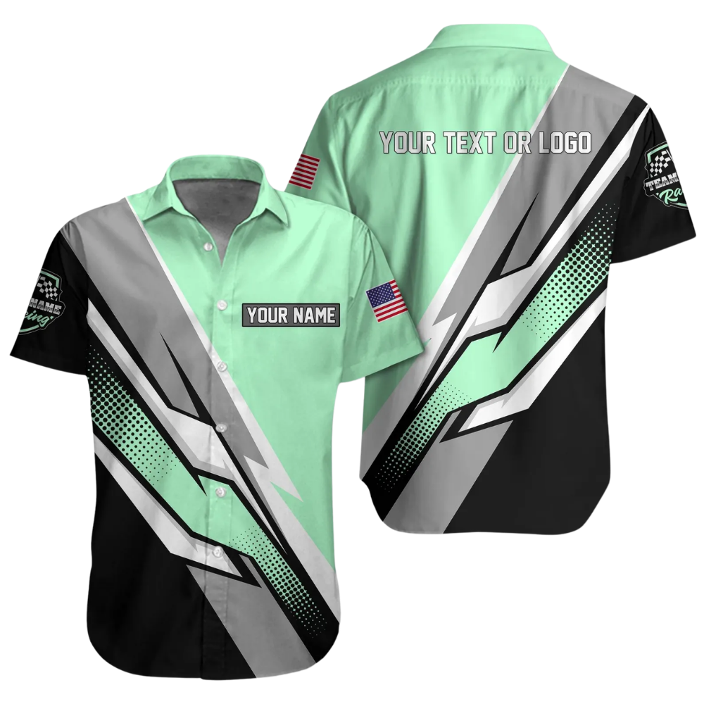 Personalized Racing Team Mens Hawaiian Shirt, Custom Racing Mechanic Shirts HE0681