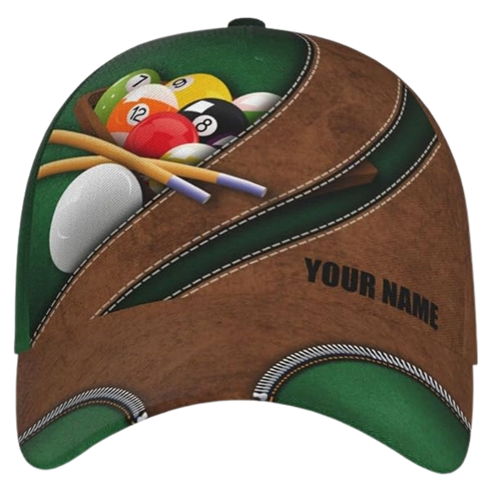 Custom Billiard 3D Printed Baseball Cap, Custom Name Billiard Player Hat CP0458