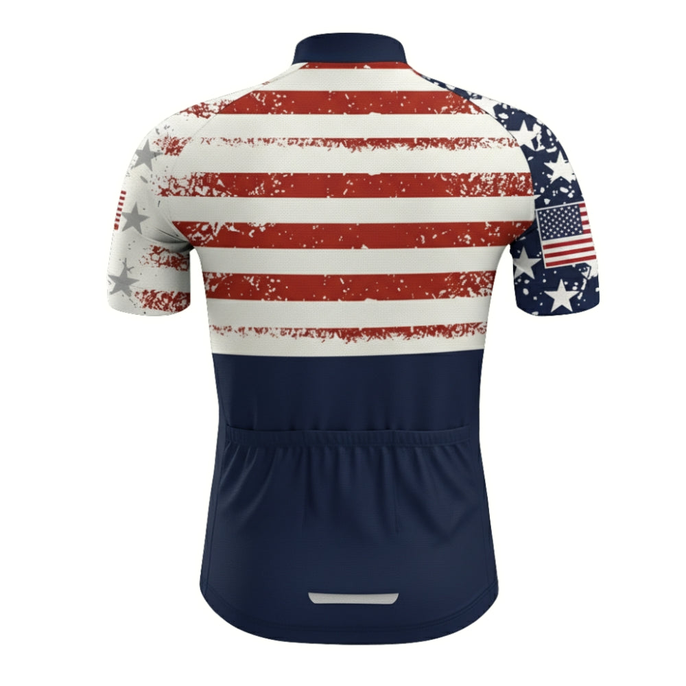 USA Flag Custom Name Short Sleeve Cycling Jersey For Mens, Custom Patriotic Cycling Jersey CZ0055