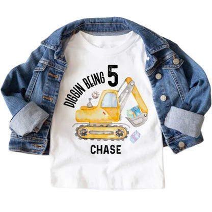 Deggin Being One Custom Construction Birthday Matching Family T Shirts, Custom Birthday Family Matching Shirt ET0779