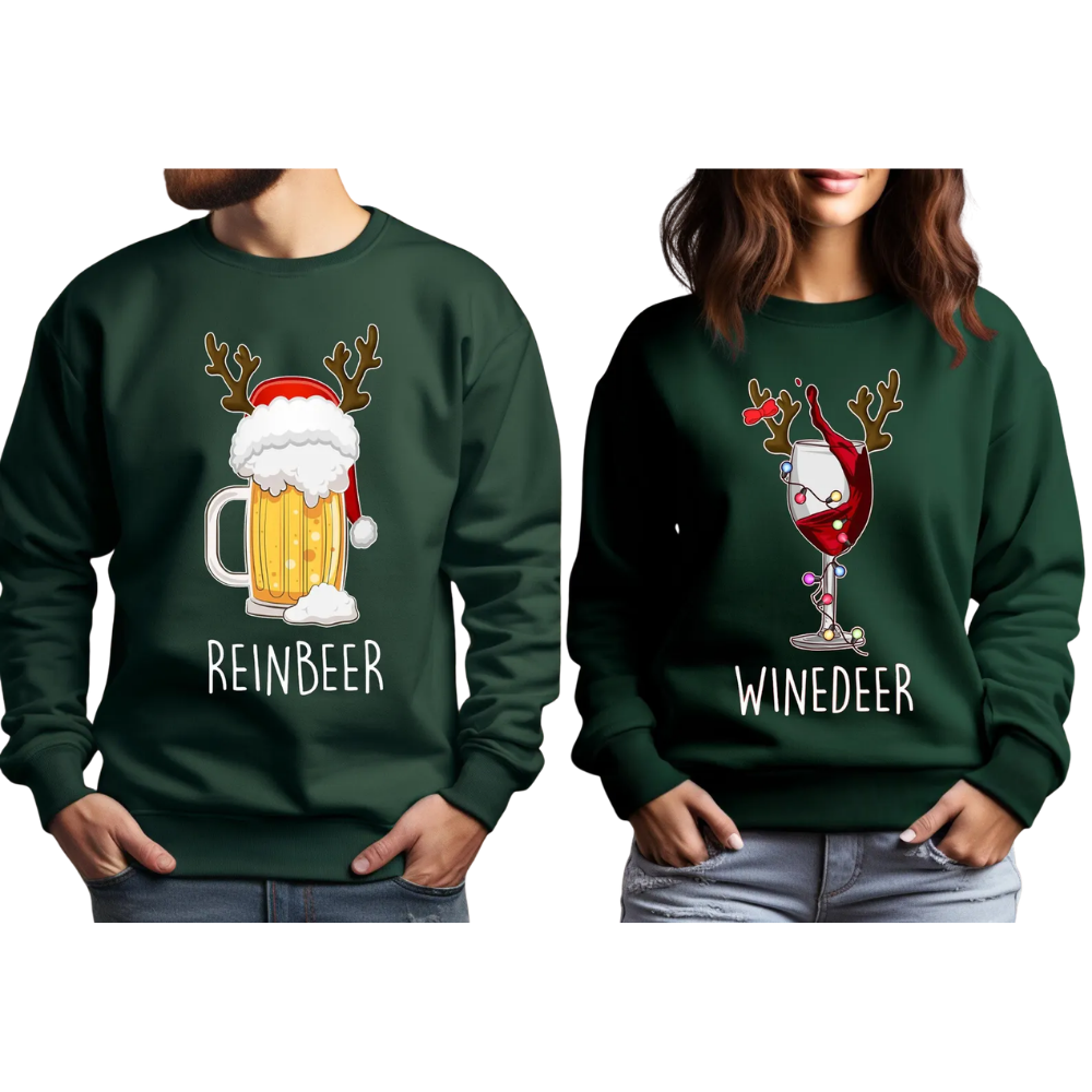 Winder And Reindeer Matching Sweatshirt For His And Her, Couple Christmas Sweatshirts ET1348