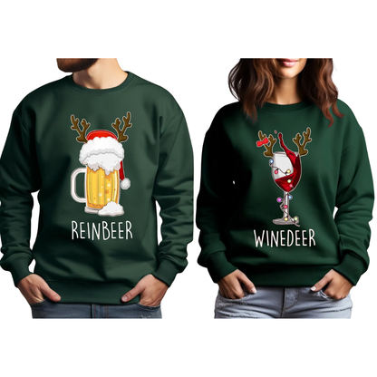 Winder And Reindeer Matching Sweatshirt For His And Her, Couple Christmas Sweatshirts ET1348