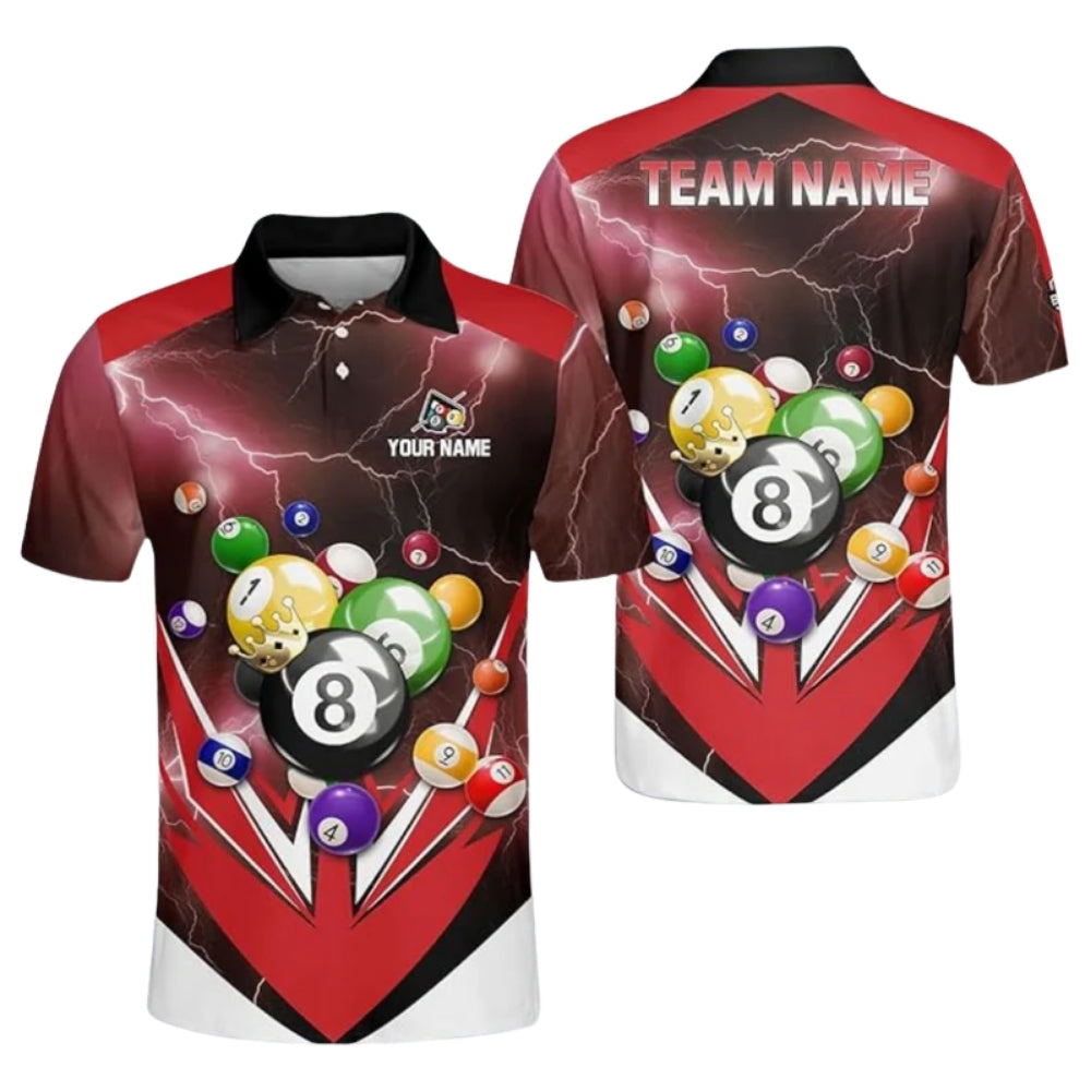 Custom Green Thunder Billiard Men Polo Shirt, Custom Pool Billiard Team Shirts BIZ0161