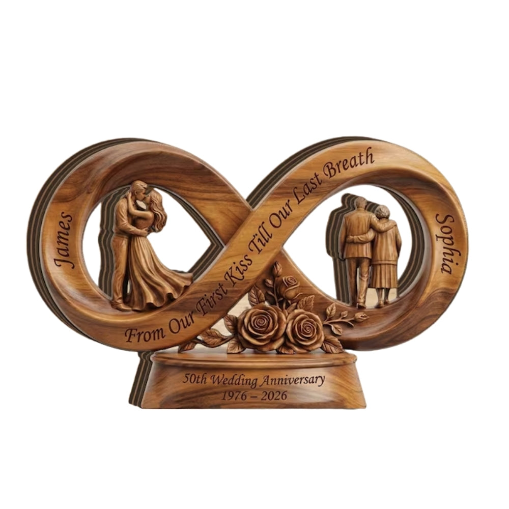 50th Wedding Anniversary Custom Layer Wooden Plaque, Personalized Golden Wedding Keepsake Wooden Block WD0931