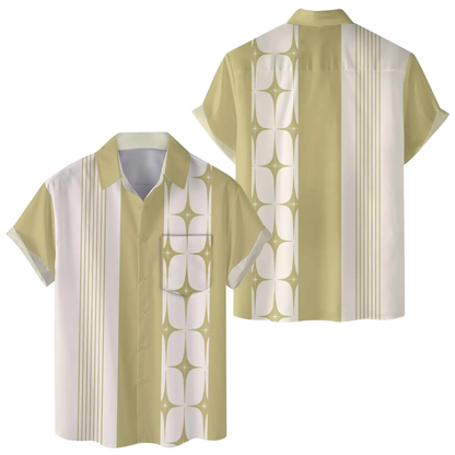Geometric Retro Pocket Hawaiian Shirt For Men, Retro Hawaiian Shirts HE0536