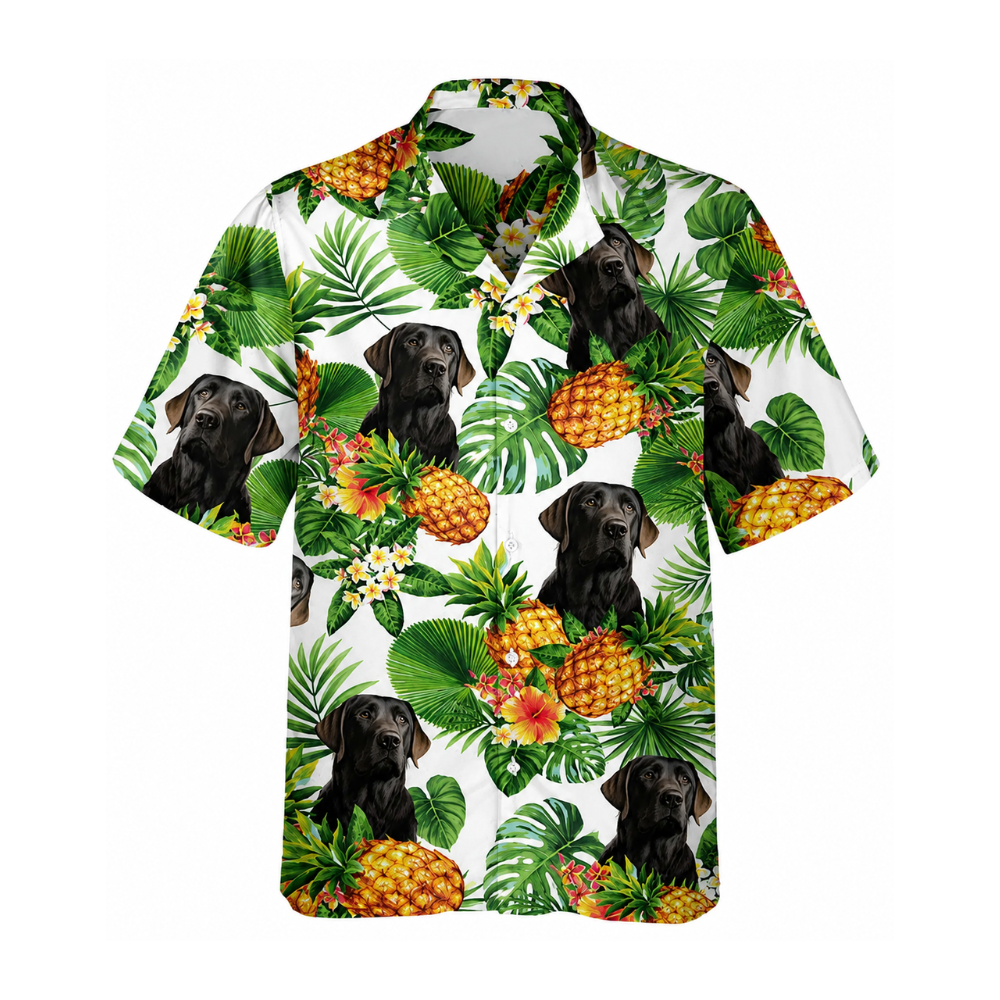 Black Lab Labrador Pineapple Hawaiian Shirt For Men Women, Tropical Labrador Hawaiian Shirt HE0272