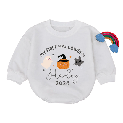 Personalized My First Halloween Baby Romper Sweatshirt, Custom 1st Halloween Baby Romper Sweatshirt BB0048