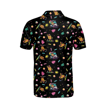 Funny Hotdog Neon Golf Men Polo Shirt, Hotdog Golf Shirts GE0429