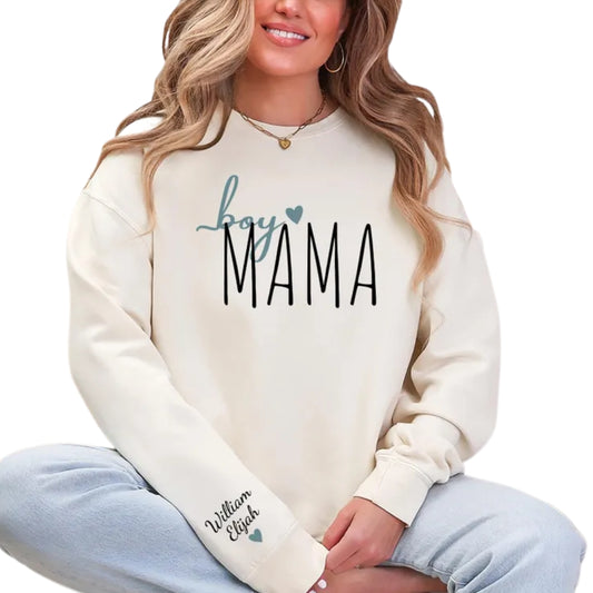 Custom Boy Mama Sweatshirt With Kid Names, Custom Mama Sweatshirt 2D0519