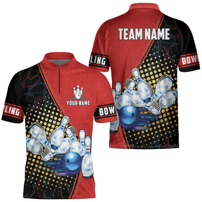 Custom Team Cyan Black Bowling Jersey For Men, Custom Bowling Shirts BZ0636
