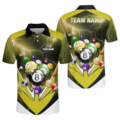 Custom Green Thunder Billiard Men Polo Shirt, Custom Pool Billiard Team Shirts BIZ0161
